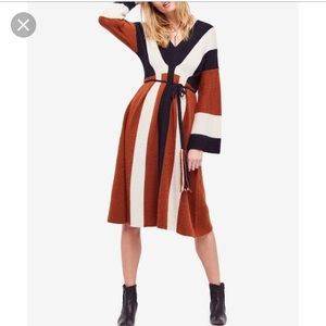 FP Colorblock kimono sweater midi dress